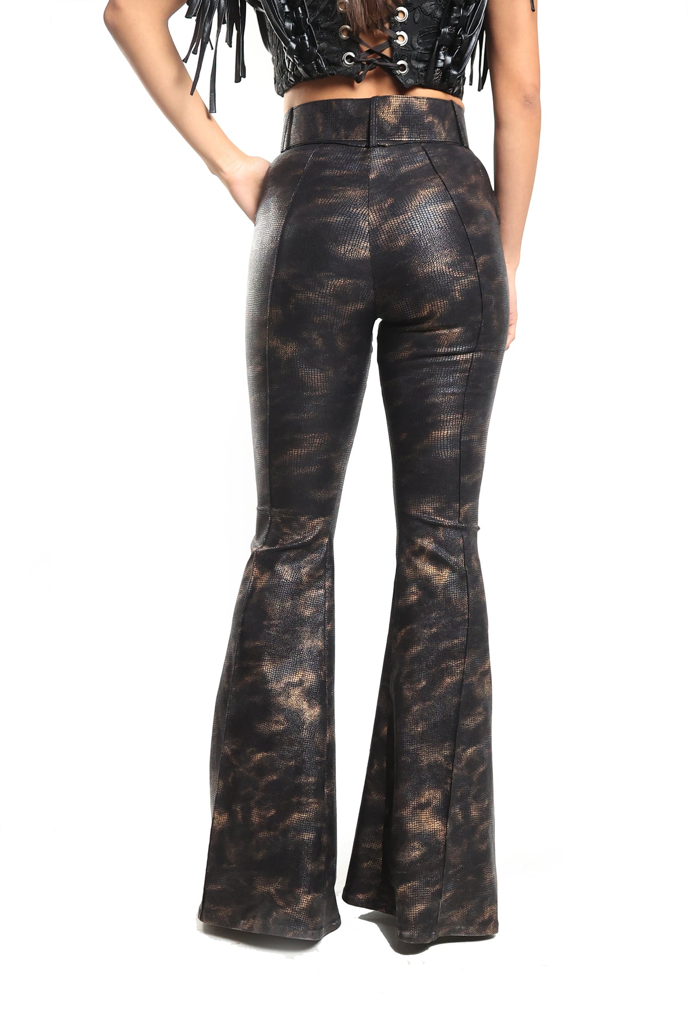 PRE ORDER | Crocodile Print Flared Trousers